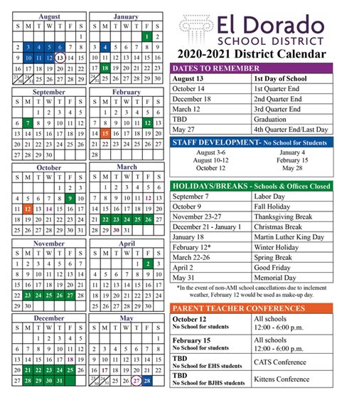 Board Approves 2020 21 School Calendar El Dorado School District