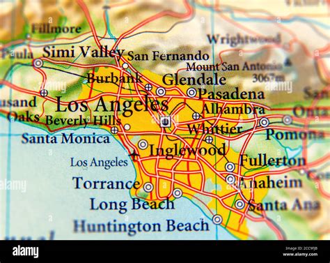 Geographic Map Of Los Angeles City Stock Photo Alamy