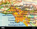 Geographic map of Los Angeles city Stock Photo - Alamy