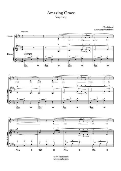 The sheet music is in the key of g major with one sharp (f sharp) and so should be accessible to most piano players. Piano Sheet Music Amazing Grace (Very Easy Level, Solo Piano) (Traditional)