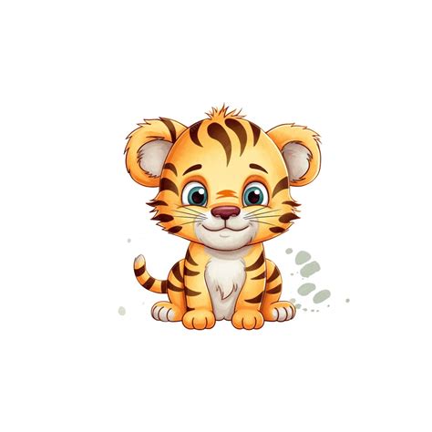 Premium Vector Cute Baby Tiger Clipart Neutral Colors For Kids Simple
