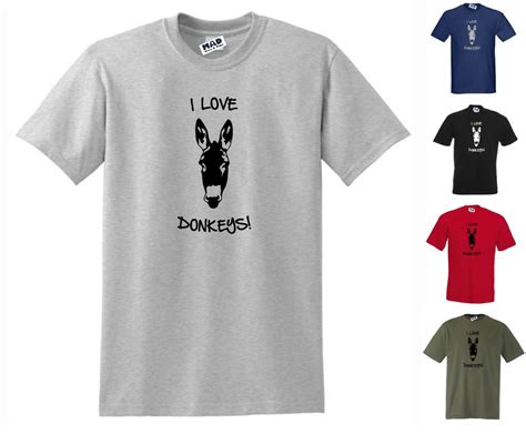 I Love Donkeys T Shirt Small To 5xl Donkey Lovers T Shirt T Shirts