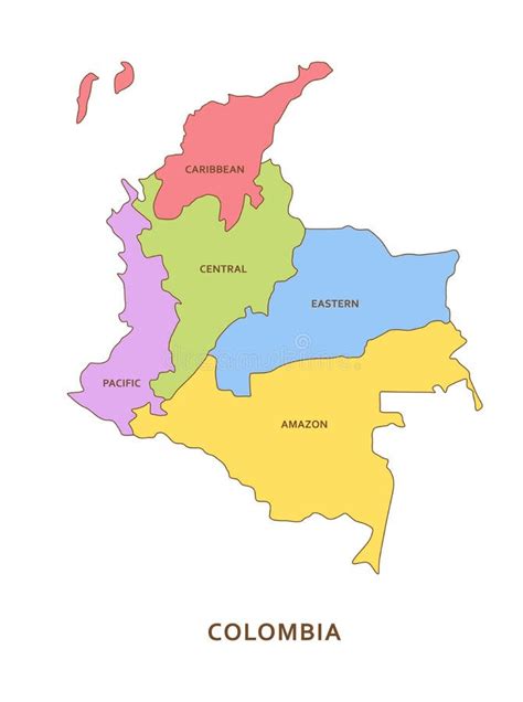 Vector De La Imagen De Mapa De Las Regiones De Colombia Vectores De