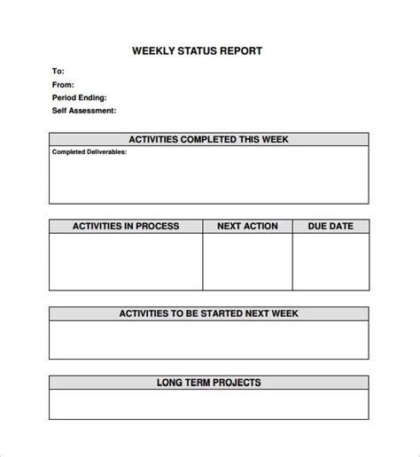 Weekly Status Report Template 9 Download Free Documents In Word Pdf