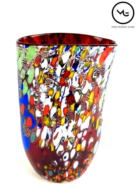 Schissa Red Murano Glass Vase Fantasy Made Murano Glass