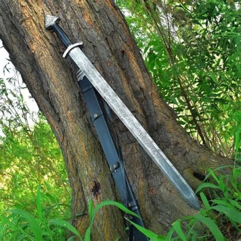 Damascus Steel Viking Sword 38custom Handmade Medieval Sword With Wood