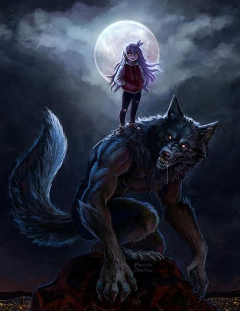 Girl Werewolf Fantasy Moon Dark Werewolf Character Art Werewolf Art