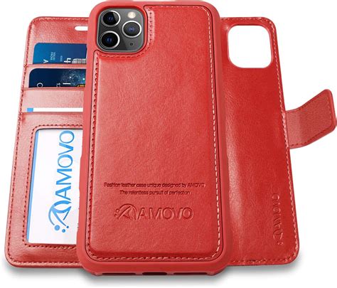 Amovo Iphone 11 Pro Max Wallet Case 2 In 1 Detachable Vegan Leather