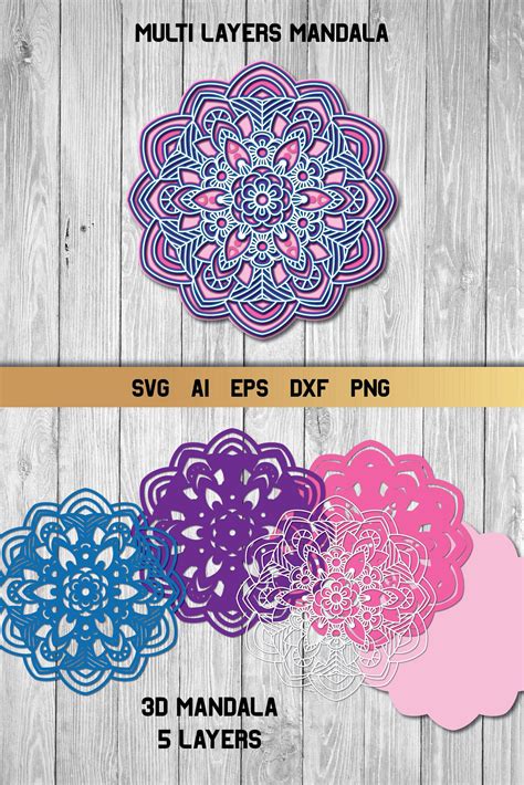 4830 3d layered mandala svg free svg png eps dxf file free for personal and commercial use