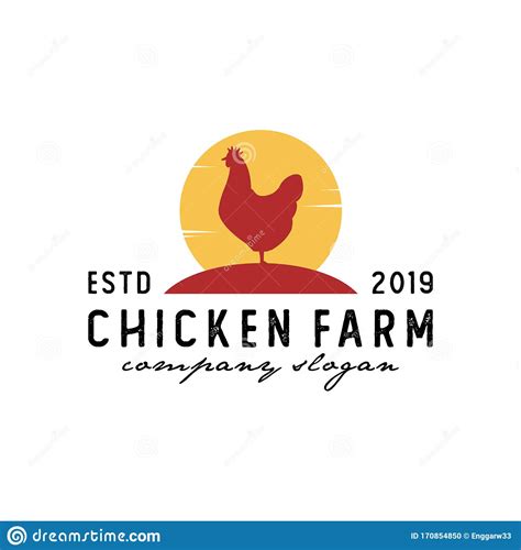 Vintage Chicken Farm Logo Design Illustration Vector Stock