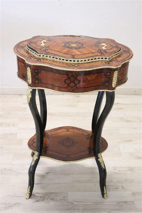 19th Century French Napoleon Iii Inlaid Wood With Golden Bronzes