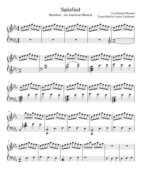Groffysauce Satisfied Piano Sheet Music Hamilton Musical