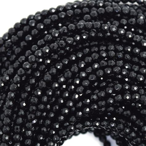 Faceted Black Onyx Round Beads Gemstone 15 Strand 2mm 3mm 4mm 6mm 8mm