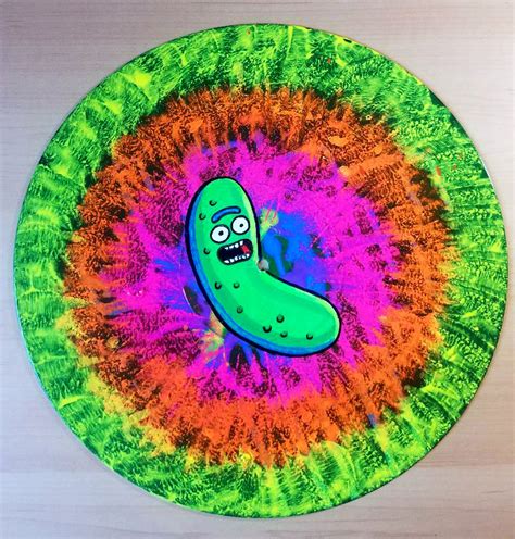 Pickle Rick Rick And Morty Fan Art Painted Vinyl Record Etsy