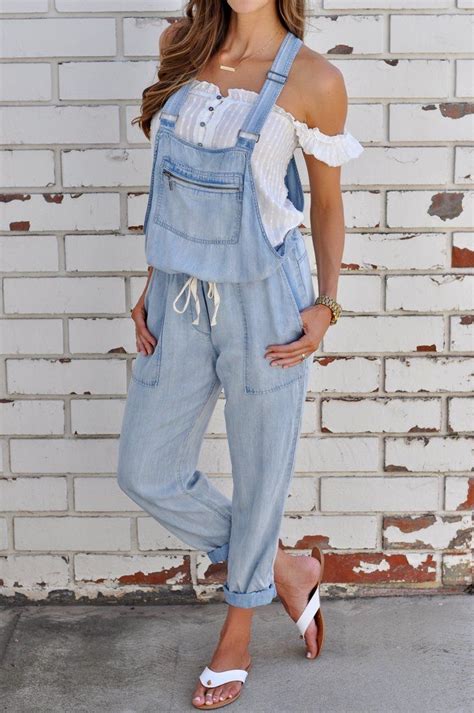 These Light Wash Tencel Overalls Feature A Drawstring Tie Waist