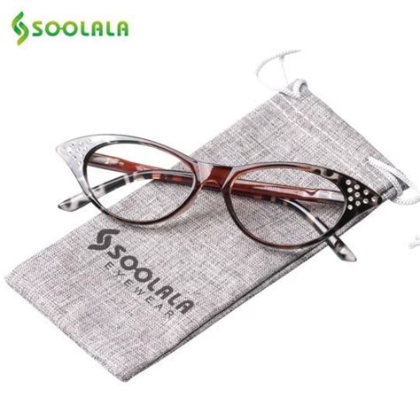 Soolala Cat Eye Reading Glasses Women Crystal Eyeglasses Frame Diopter