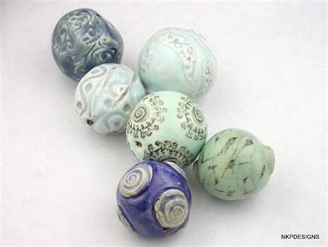 Blues Ceramic Bead Mix Ceramic Beads Ceramic Art Handmade Beads