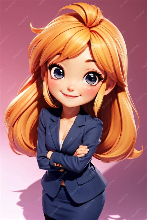 premium ai image 3d chibi a cartoon girl with a suit and a tie on her head and arms crossed