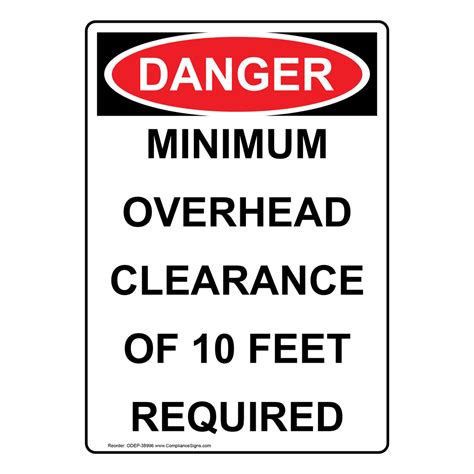 Portrait OSHA Low Overhead Clearance Sign With Symbol ODEP 33075