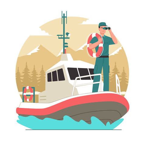 Coast Guard Officer Patrolling On The Sea 9792157 Vector Art At Vecteezy