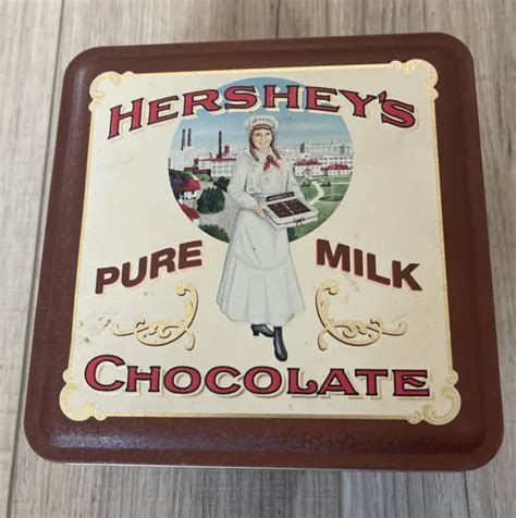 Vintage 1992 Hersheys Pure Milk Chocolate Metal Tin Container Box