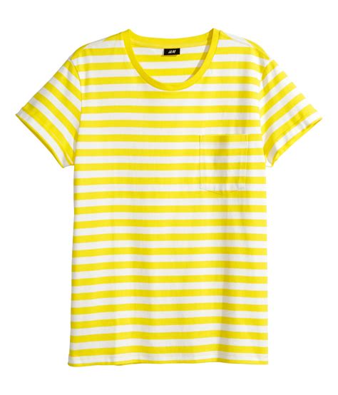 h u0026m striped t shirt in yellow for men