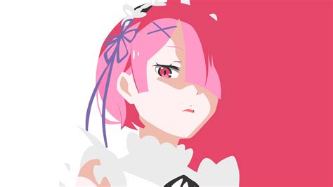Rezero Kara Hajimeru Isekai Seikatsu Ram Re Zero Anime Girls Minimalism Simple