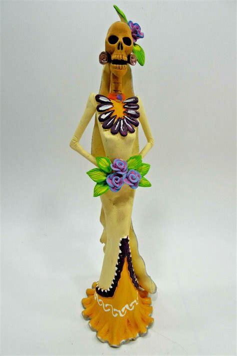 Bride Catrina Handmade Clay Figurine Mexican Folk Art Day Of The Dead