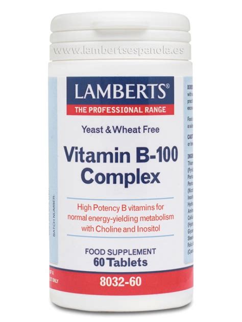 Complejo Vitaminas B 100 60 Capsulas Lamberts 5055148400316