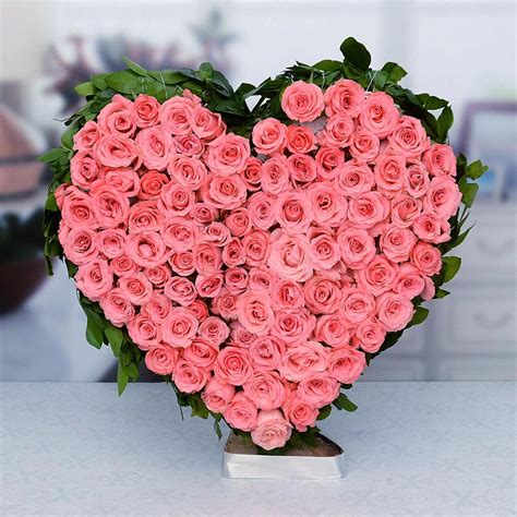 Pink Rose Heart Flowers To Bangalore
