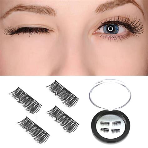 2 pair 1 set reusable magnetic false eyelashes no glue handmade fake eyelashes ultra thin mink