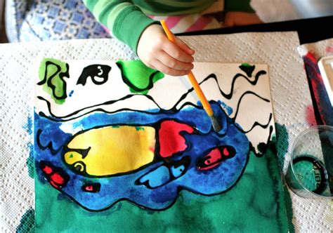 Black Glue Watercolor Painting Art Activities For Kids Art For Kids