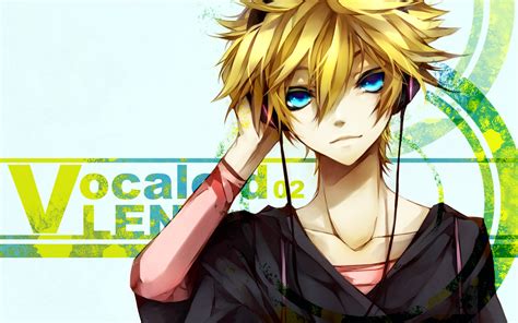 All Male Aoshiki Aqua Eyes Bandage Blonde Hair Headphones Kagamine Len