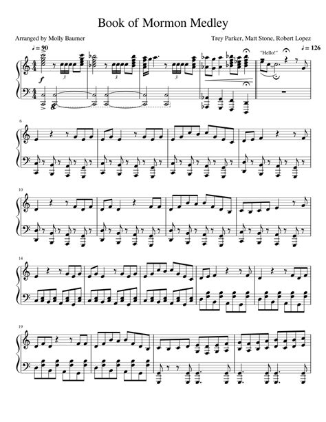 Download free premium lds sheet music, piano solos, and hymn arrangements by john tyler. Book of Mormon Musical Medley Sheet music for Piano | Download free in PDF or MIDI | Musescore.com