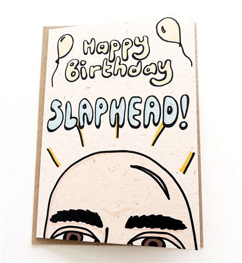 happy birthday slaphead funny greetings card for bald men etsy uk