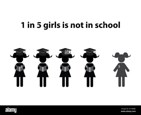Silhouettes Of Five Girls With The Text 1 In 5 Is Not In School Stock Vector Image And Art Alamy