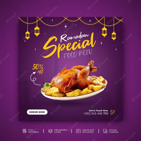 Premium Psd Ramadan Kareem Special Food Menu Social Media Post