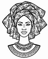 African Woman Drawing Turban Portrait Animation Young Illustration Vector Drawings Getdrawings sketch template