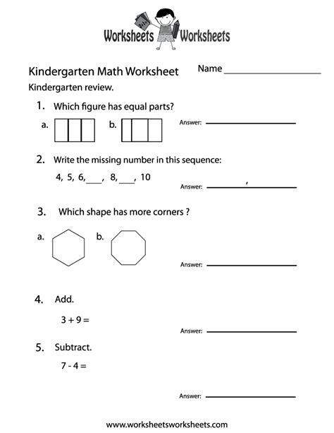 Free Printable Kindergarten Math Practice Worksheet