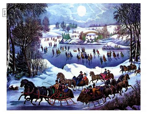 Currier And Ives Window Cling Skating In Central Park Vinyl Decal 8x10