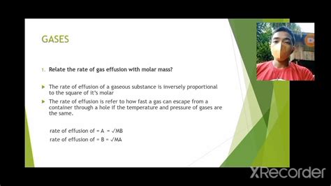Relate The Rate Of Gas Effusion With Molar Mass Gen Chemistry Youtube