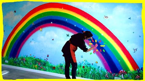 How To Paint A Colorful Rainbow On A Wall In A Kid S Room Youtube