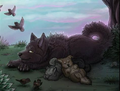 Wolf And Pups Animal Drawings Anime Wolf Anime Animals
