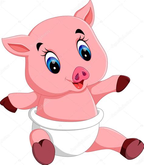 Illustration Of Cute Baby Pig Cartoon Stock Illustration By