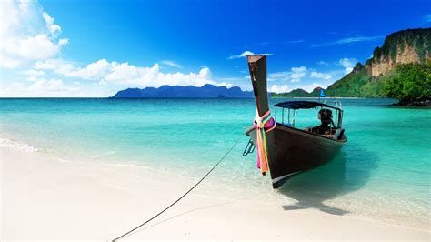 Free Download Boat On The Beach Hd Widescreen Wallpaper My Free