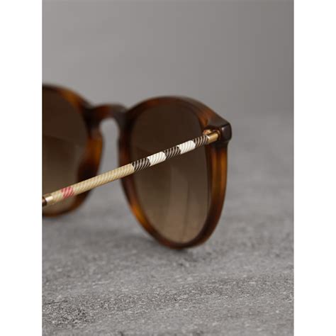 check detail round frame sunglasses in light brown men burberry united states