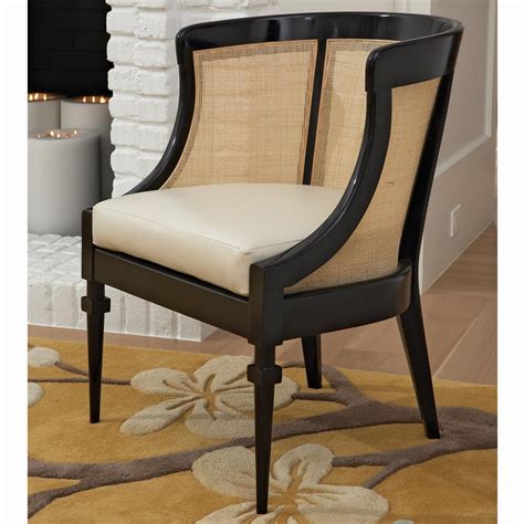 Eiffel black wood legs dining arm chair. Heaton Hollywood Regency Black Wood Cane Leather Wing Chair