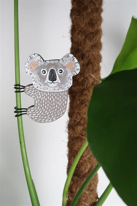 Koala Hanging On A Branch Plant Decoration Cute Wooden Animal Etsy