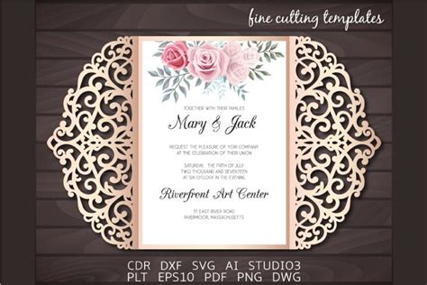 wedding invitation svg  gate fold card cutting template