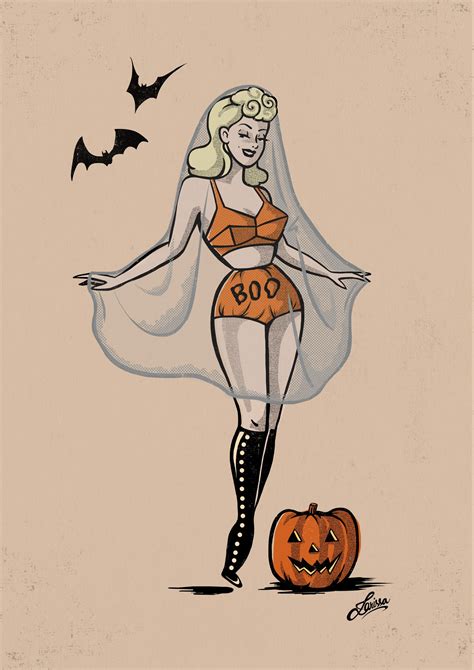 halloween pin up spirit halloween vintage halloween pin up illustration erotic illustration